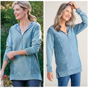 Soft Surroundings Viveca French Terry Half Zip Pullover Sweater Tunic Medium